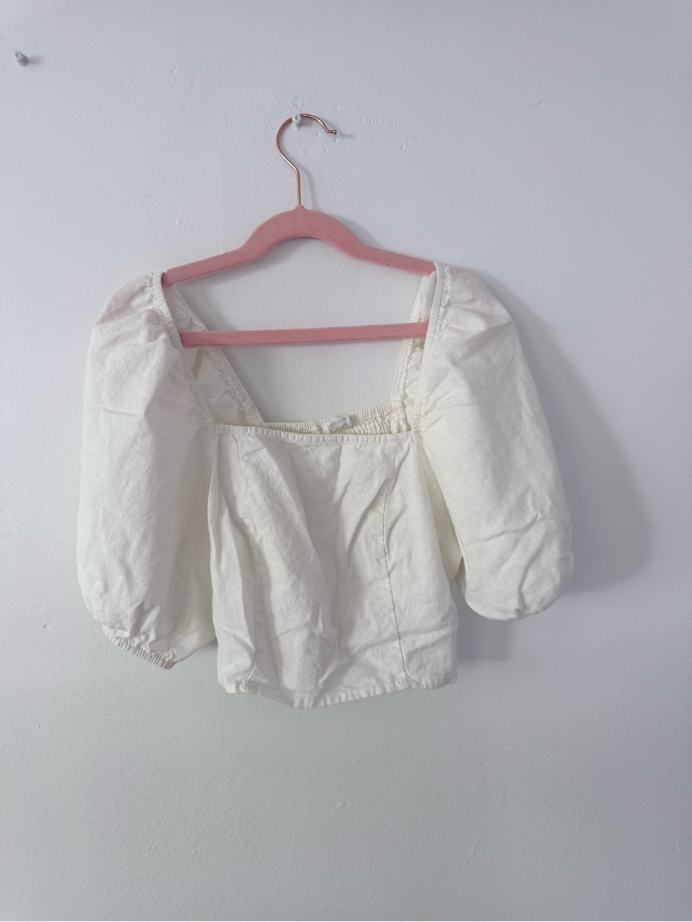 Cotton On Cream Puff Sleeve Square Neck Crop Top